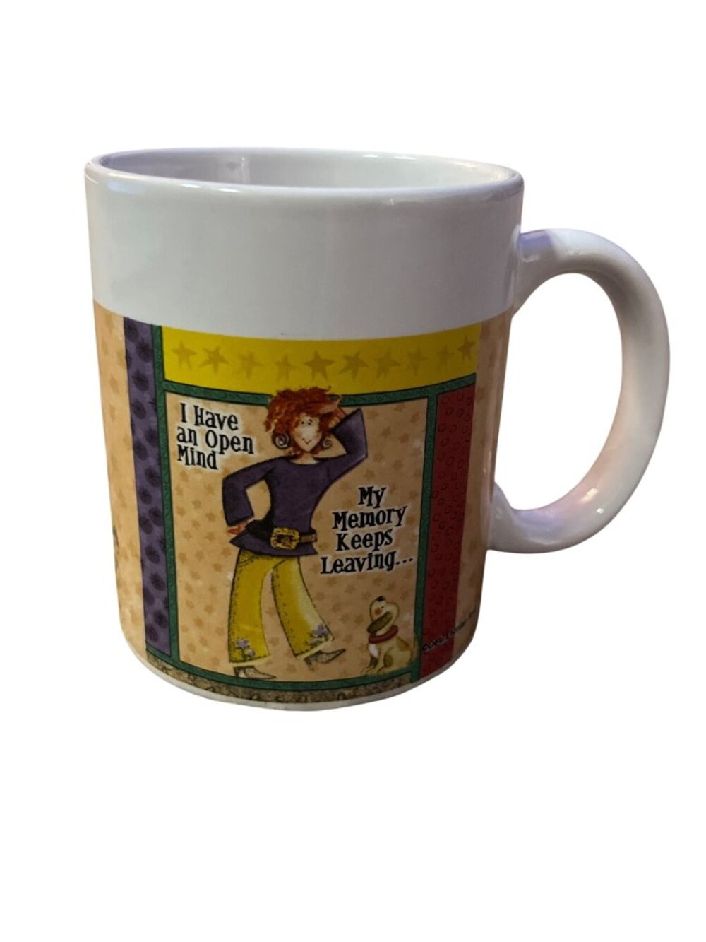 Debra Jordan Bryan Funny Coffee Mug Cartoon Open Mind Quote Used